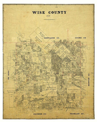 Wise County Texas -1878 White Modern Wood Framed Art Print with Double Matting by Unknown