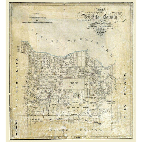 Wichita County Texas - Bean 1874  White Modern Wood Framed Art Print by Bean