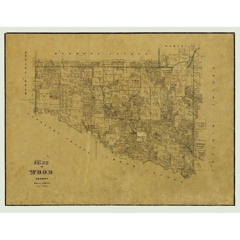 Wood County Texas - Browne 1857  Gold Ornate Wood Framed Art Print with Double Matting by Browne