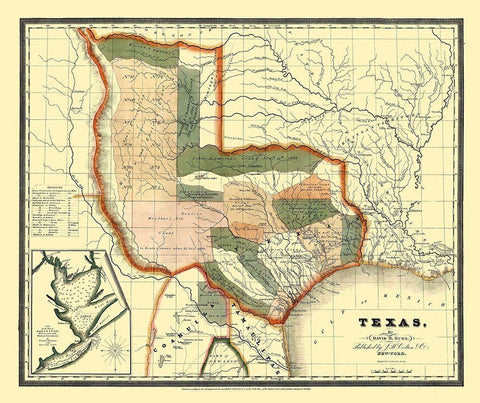 Texas - Burr 1835 White Modern Wood Framed Art Print with Double Matting by Burr