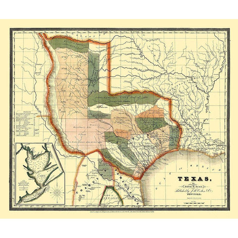 Texas - Burr 1835 White Modern Wood Framed Art Print by Burr