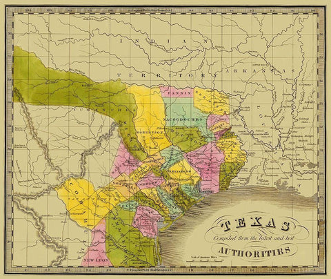 Texas - Greenleaf 1840 Black Ornate Wood Framed Art Print with Double Matting by Greenleaf