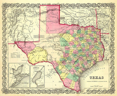 Texas - Colton 1856 White Modern Wood Framed Art Print with Double Matting by Colton