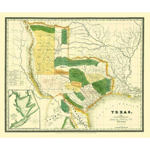 Texas - Burr 1834 Black Modern Wood Framed Art Print with Double Matting by Burr