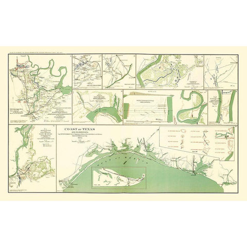 10 Views of Texas Coast and Defenses - Walker 1864 White Modern Wood Framed Art Print by Walker