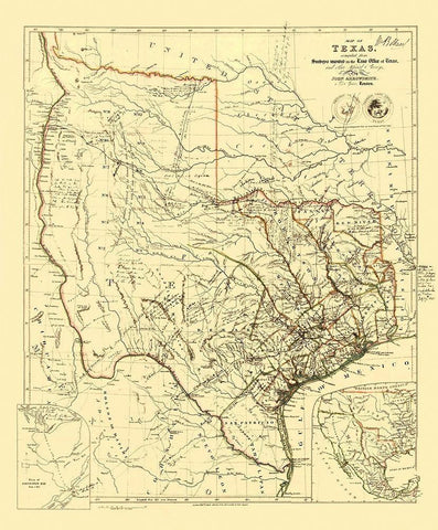 Republic of Texas - Arrowsmith 1841 White Modern Wood Framed Art Print with Double Matting by Arrowsmith