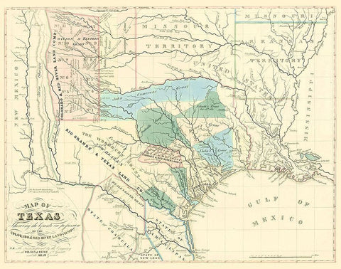 Texas Grants by Colorado and Red River Land Co White Modern Wood Framed Art Print with Double Matting by Land Co