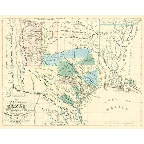 Texas Grants by Colorado and Red River Land Co White Modern Wood Framed Art Print by Land Co