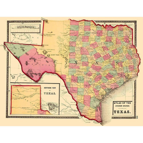 Texas - Stedman 1873 Black Modern Wood Framed Art Print with Double Matting by Stedman