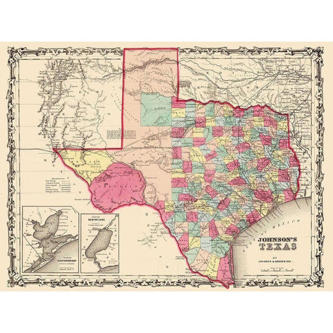 Texas - Johnson 1860 White Modern Wood Framed Art Print by Johnson