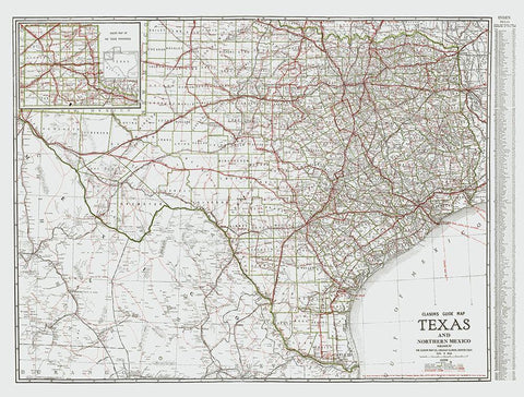 Texas and Northern Mexico - Clason 1931 Black Ornate Wood Framed Art Print with Double Matting by Clason