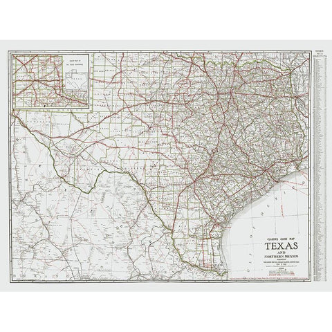 Texas and Northern Mexico - Clason 1931 Gold Ornate Wood Framed Art Print with Double Matting by Clason