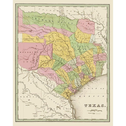 Texas Eastern Landowner Grants - Bradford 1838 Gold Ornate Wood Framed Art Print with Double Matting by Bradford