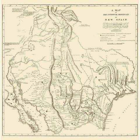 New Spain Located In Modern Day Texas - Pike 1807 White Modern Wood Framed Art Print by Pike