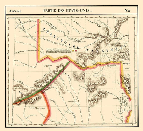 Texas, Arkansas Territory - Vandermaelen 1827 Black Ornate Wood Framed Art Print with Double Matting by Vandermaelen
