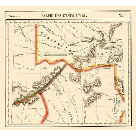 Texas, Arkansas Territory - Vandermaelen 1827 White Modern Wood Framed Art Print by Vandermaelen