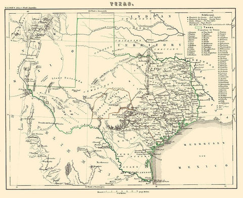 Texas - Lange 1854 Black Ornate Wood Framed Art Print with Double Matting by Lange