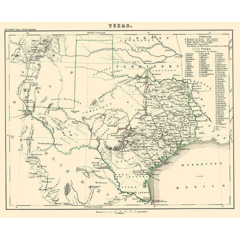 Texas - Lange 1854 White Modern Wood Framed Art Print by Lange