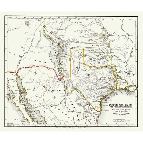 Texas and Surrounding Territories - Radefeld 1846 Black Modern Wood Framed Art Print by Radefeld