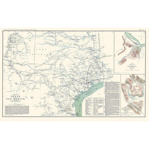 Texas, New Mexico - US War Dept 1857 White Modern Wood Framed Art Print by US War Dept