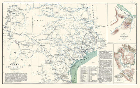 Texas, New Mexico - US War Dept 1857 Black Ornate Wood Framed Art Print with Double Matting by US War Dept