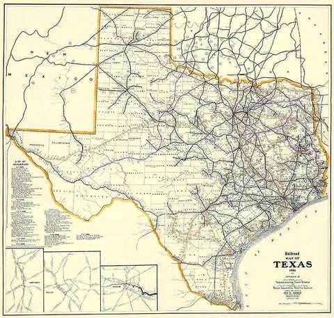 Texas Railroads - Dodge 1926 Black Ornate Wood Framed Art Print with Double Matting by Dodge