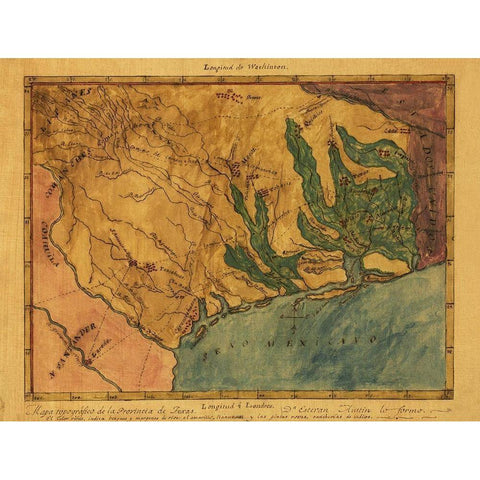 Texas Southeast - Austin 1822 White Modern Wood Framed Art Print by Austin