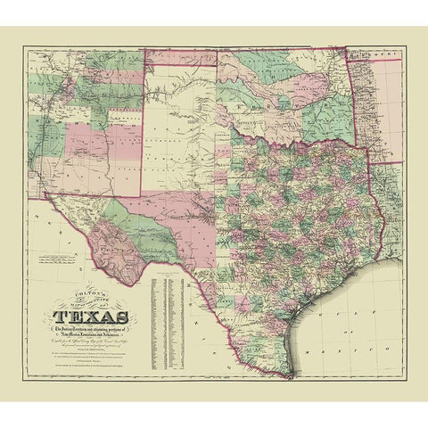 Texas - Colton 1872 Gold Ornate Wood Framed Art Print with Double Matting by Colton