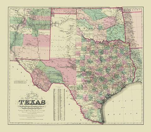 Texas - Colton 1872 White Modern Wood Framed Art Print with Double Matting by Colton