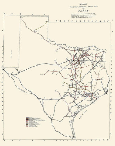 Texas Railway Junction Points - Bissell 1891 White Modern Wood Framed Art Print with Double Matting by Bissell