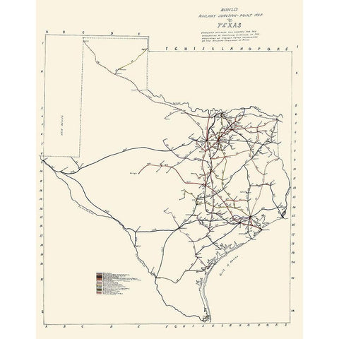 Texas Railway Junction Points - Bissell 1891 White Modern Wood Framed Art Print by Bissell