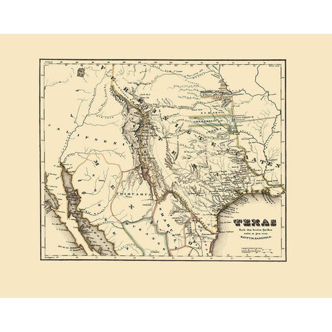 Texas Republic - Meyer 1846 White Modern Wood Framed Art Print by Meyer