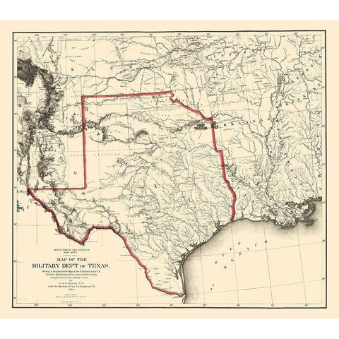 Texas Military Department - Bien 1859 White Modern Wood Framed Art Print by Bien