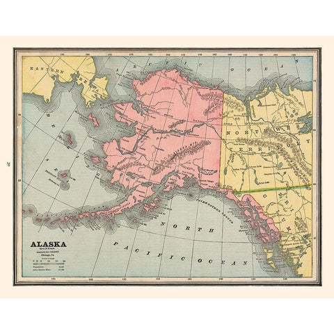 Alaska - Cram 1888 Black Modern Wood Framed Art Print with Double Matting by Cram