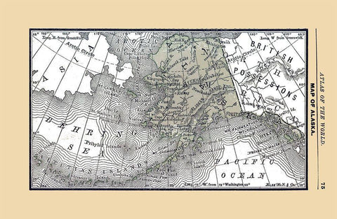 Alaska - Alden 1886 White Modern Wood Framed Art Print with Double Matting by Alden