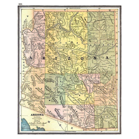 Arizona - Johnson 1888 White Modern Wood Framed Art Print by Johnson