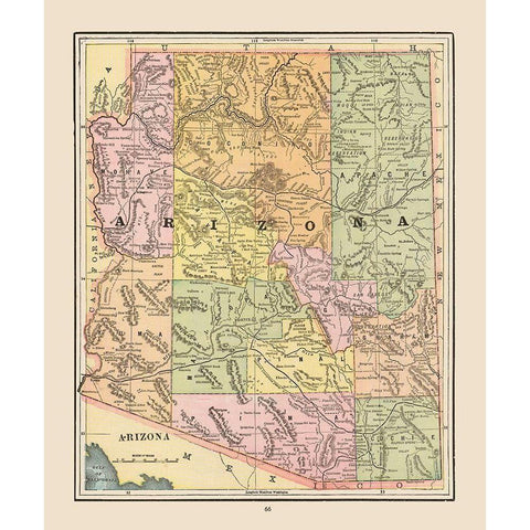 Arizona - Cram 1892 Black Modern Wood Framed Art Print with Double Matting by Cram