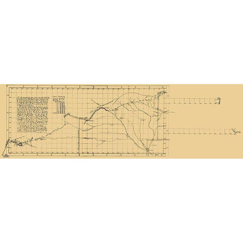 Santa Fe Trail, St Louis to Santa Fe - 1825 Gold Ornate Wood Framed Art Print with Double Matting by Unknown