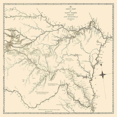 Louisiana Purchase, Capt Pikes Chart 1 - Nau 1810 Black Modern Wood Framed Art Print by Nau
