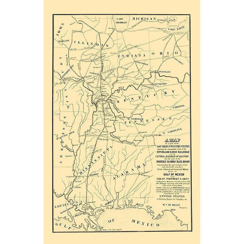 Proposed Rail Lines Gulf of Mexico Northern Lakes Black Modern Wood Framed Art Print by McBean