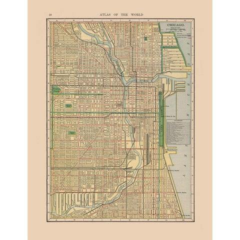 Chicago  Illinois  - Hammond 1910 Gold Ornate Wood Framed Art Print with Double Matting by Hammond