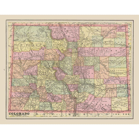 Colorado - Cram 1892 Gold Ornate Wood Framed Art Print with Double Matting by Cram