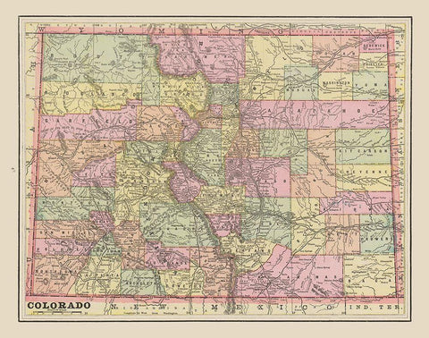 Colorado - Cram 1892 Black Ornate Wood Framed Art Print with Double Matting by Cram