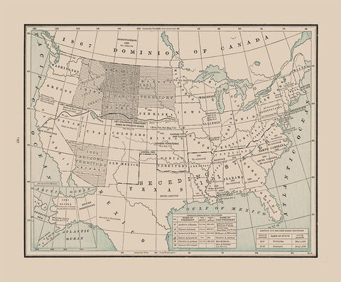 States after Civil War - Cram 1892 White Modern Wood Framed Art Print with Double Matting by Cram