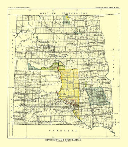 North and South Dakota - Pierre - Hoen 1896 White Modern Wood Framed Art Print with Double Matting by Hoen