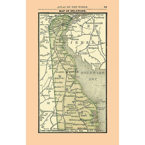 Delaware - Alden 1886 White Modern Wood Framed Art Print by Alden