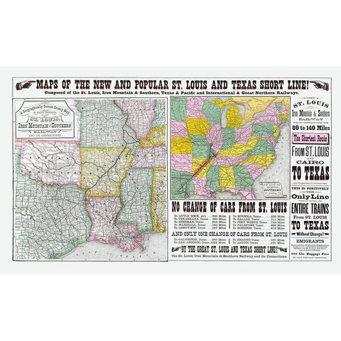 St Louis, Iron Mountain and Southern Railway - Gold Ornate Wood Framed Art Print with Double Matting by Unknown