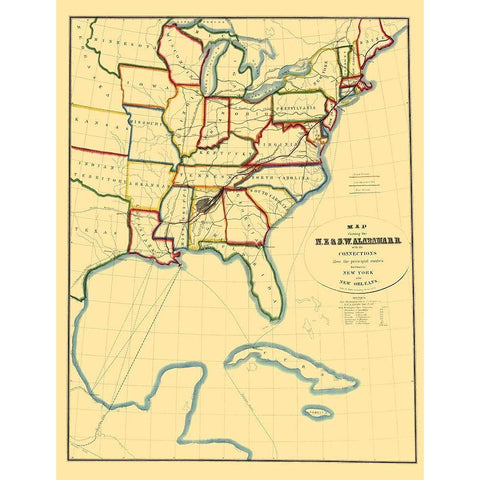 NE and SW Alabama Railroad - Hoyer 1850 Black Modern Wood Framed Art Print by Hoyer