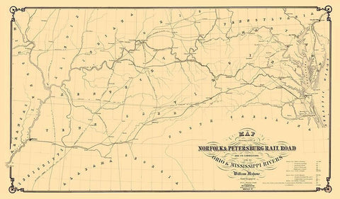 Norfolk and Petersburg Railroad - Griffith 1858 White Modern Wood Framed Art Print with Double Matting by Griffith