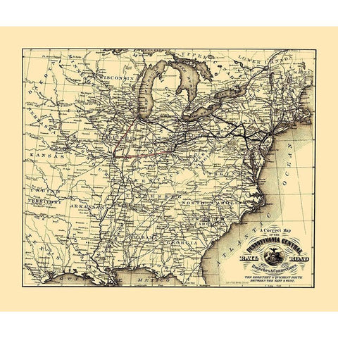 Pennsylvania Central Railroad - Mendel 1854 Black Modern Wood Framed Art Print by Mendel